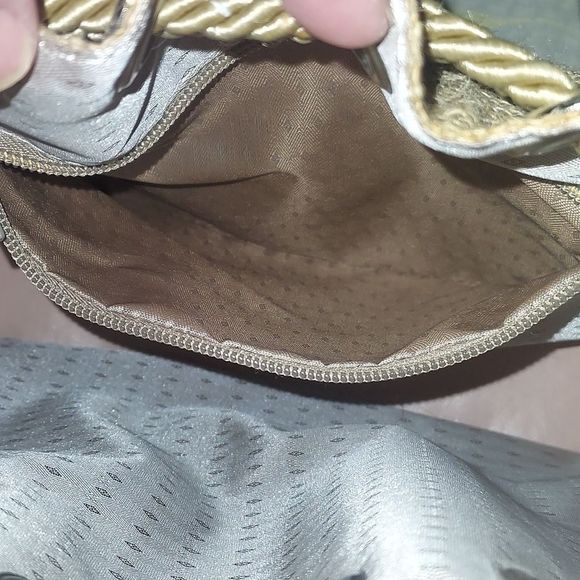 Burlap and faux leather drawstring bag NWOT - Picture 8 of 9